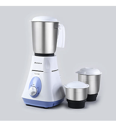 Wonderchef Vietri Mixer Grinder 500W With 3 Stainless Steel Jars (White & Blue)